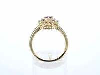 Gouden entourage ring met robijn en diamanten - afbeelding 8 van  11