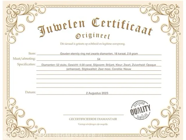 Gouden eternity ring met zwarte diamanten - afbeelding 3 van  6