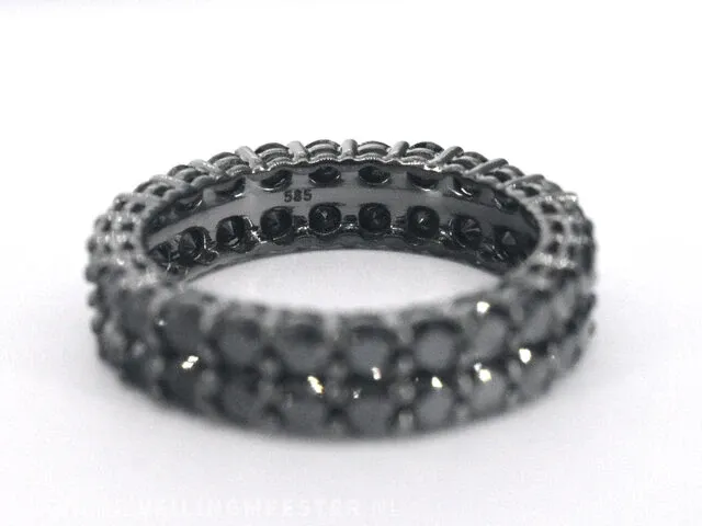 Gouden eternity ring met zwarte diamanten - afbeelding 5 van  6