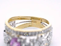 Gouden exclusieve ring vol met diamanten en een edelsteen - afbeelding 11 van  11