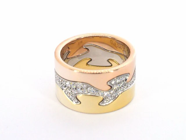 Gouden george jensen fusion 3pcs ring met diamanten - afbeelding 4 van  10