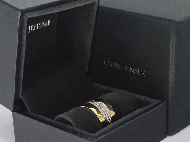 Gouden george jensen fusion 3pcs ring met diamanten - afbeelding 8 van  10