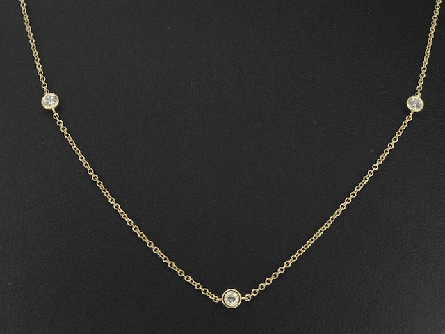 Gouden halscollier met natuurlijke diamanten - afbeelding 1 van  7