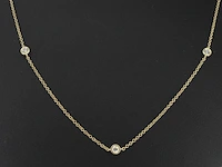 Gouden halscollier met natuurlijke diamanten - afbeelding 1 van  7