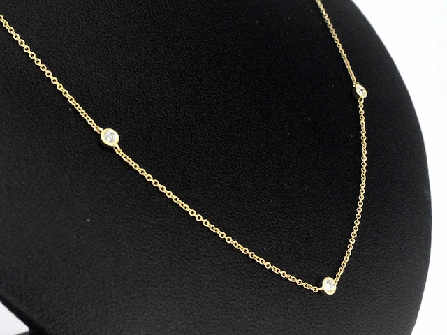 Gouden halscollier met natuurlijke diamanten - afbeelding 4 van  7