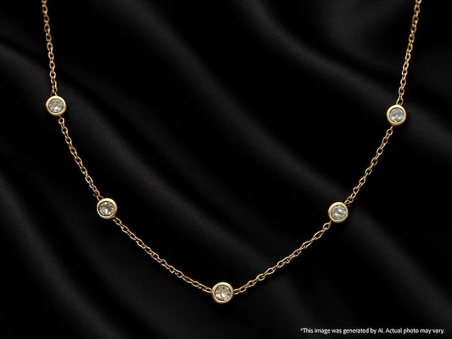 Gouden halscollier met natuurlijke diamanten - afbeelding 7 van  7