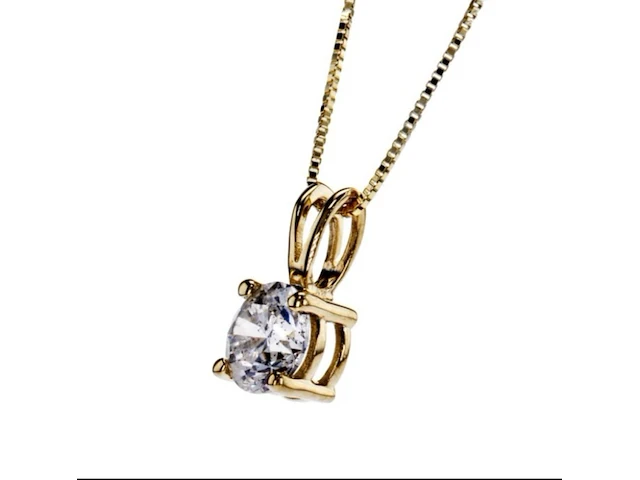 Gouden halsketting met diamant 1.01ct - afbeelding 1 van  6