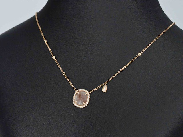 Gouden halsketting met diamanten - afbeelding 3 van  9