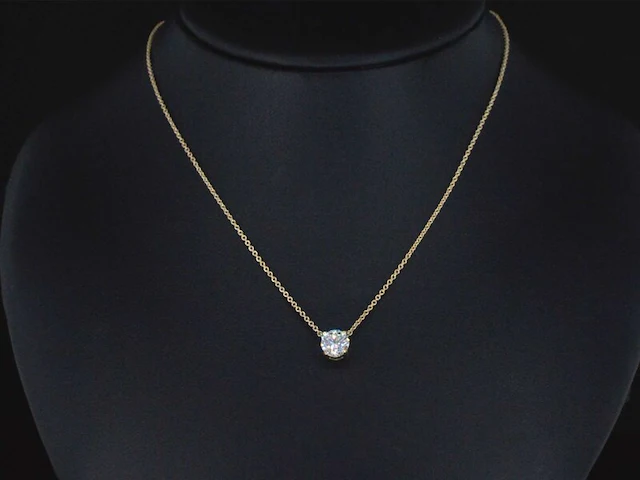 Gouden halsketting met een briljant geslepen diamant van 0.50 carat - afbeelding 2 van  9