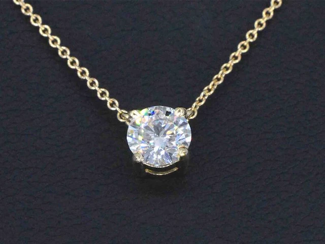 Gouden halsketting met een briljant geslepen diamant van 0.50 carat - afbeelding 4 van  9