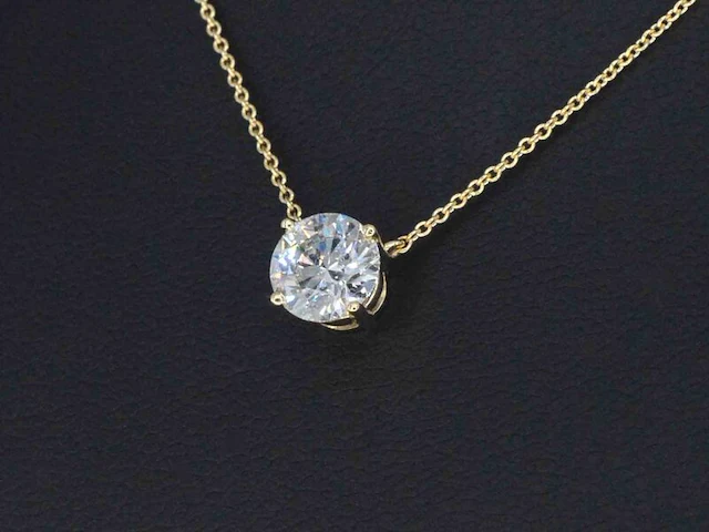 Gouden halsketting met een briljant geslepen diamant van 1.00 carat - afbeelding 1 van  5