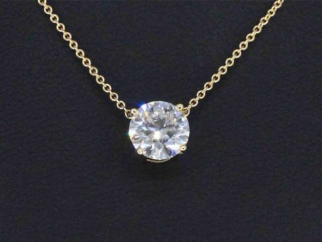 Gouden halsketting met een briljant geslepen diamant van 1.00 carat - afbeelding 4 van  5