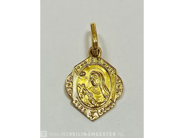 Gouden hanger 18 karaat met saint rita of cascia. - afbeelding 1 van  6