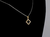 Gouden hanger in klaver vier vorm met diamanten, excl. ketting - afbeelding 8 van  8