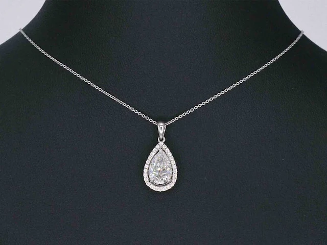 Gouden hanger in peer vorm met diamant 2.01 carat - afbeelding 5 van  10