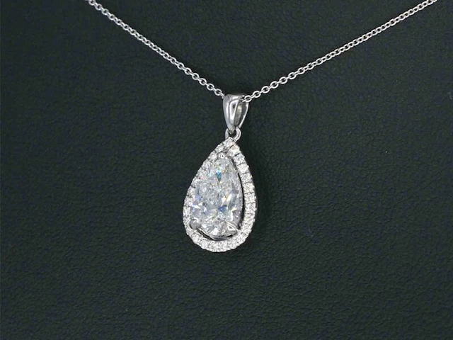 Gouden hanger in peer vorm met diamant 2.01 carat - afbeelding 6 van  10