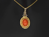 Gouden hanger met bloedkoraal excl. ketting - afbeelding 1 van  9