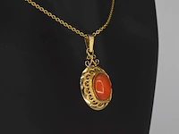 Gouden hanger met bloedkoraal excl. ketting - afbeelding 3 van  9