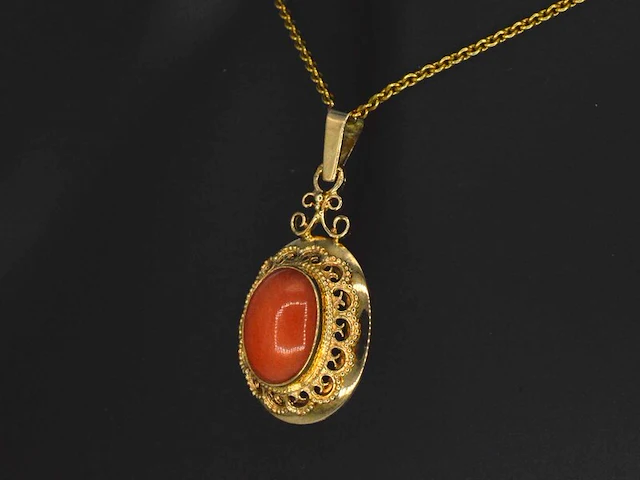 Gouden hanger met bloedkoraal excl. ketting - afbeelding 4 van  9