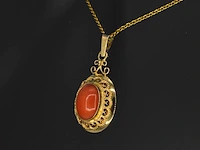Gouden hanger met bloedkoraal excl. ketting - afbeelding 4 van  9