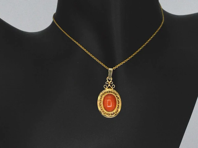 Gouden hanger met bloedkoraal excl. ketting - afbeelding 5 van  9