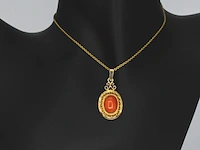 Gouden hanger met bloedkoraal excl. ketting - afbeelding 5 van  9