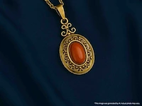 Gouden hanger met bloedkoraal excl. ketting - afbeelding 7 van  9