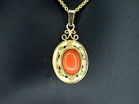 Gouden hanger met bloedkoraal, excl. ketting - afbeelding 1 van  11