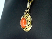 Gouden hanger met bloedkoraal, excl. ketting - afbeelding 6 van  11
