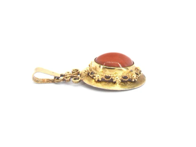 Gouden hanger met bloedkoraal, excl. ketting - afbeelding 7 van  11