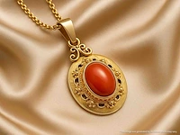 Gouden hanger met bloedkoraal, excl. ketting - afbeelding 11 van  11