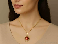 Gouden hanger met bloedkoraal - afbeelding 2 van  6