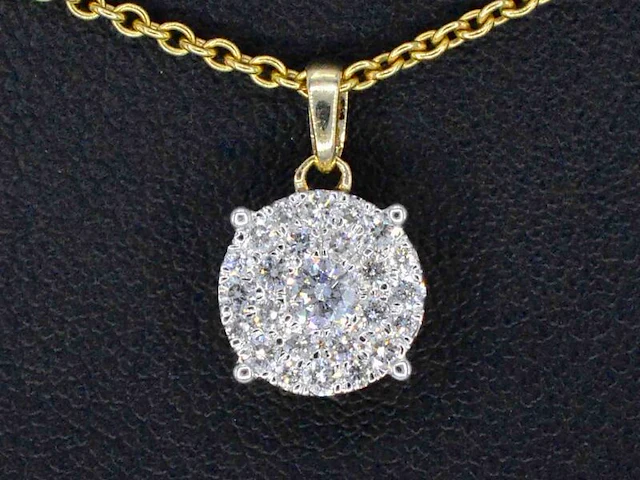 Gouden hanger met briljant geslepen diamant, excl. ketting - afbeelding 1 van  6