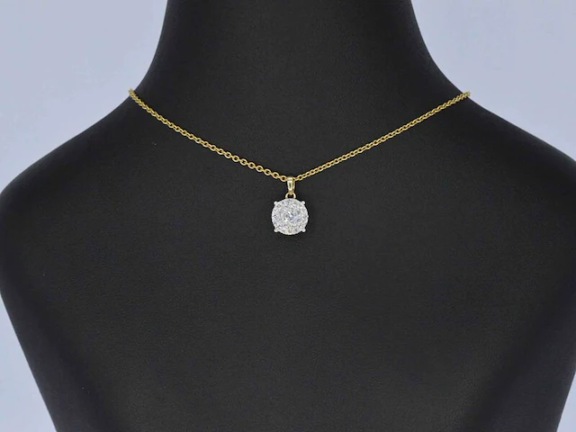 Gouden hanger met briljant geslepen diamant, excl. ketting - afbeelding 2 van  6