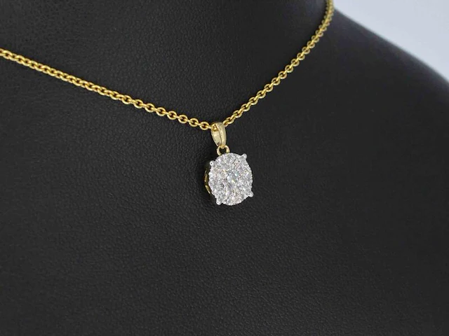 Gouden hanger met briljant geslepen diamant, excl. ketting - afbeelding 4 van  6