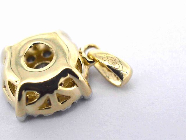 Gouden hanger met briljant geslepen diamant, excl. ketting - afbeelding 6 van  8