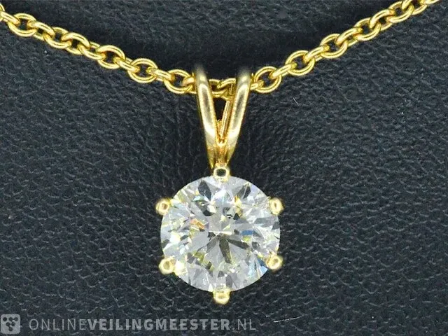 Gouden hanger met diamant met hrd certificaat - afbeelding 1 van  6