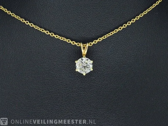 Gouden hanger met diamant met hrd certificaat - afbeelding 2 van  6