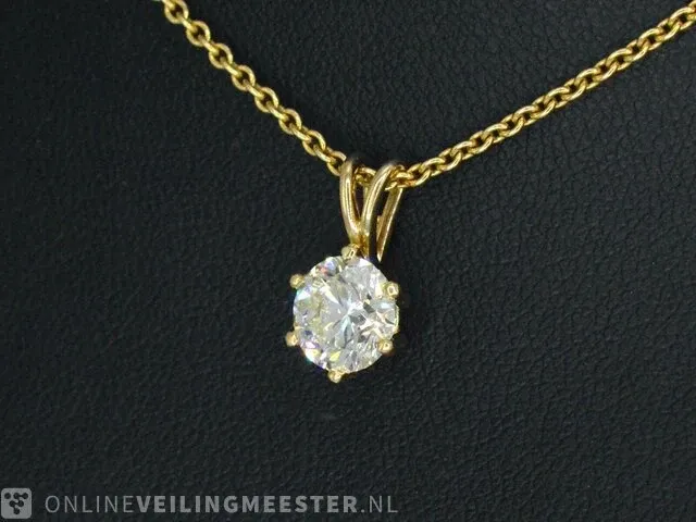 Gouden hanger met diamant met hrd certificaat - afbeelding 4 van  6