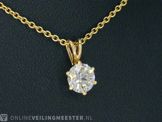 Gouden hanger met diamant met hrd certificaat - afbeelding 5 van  6