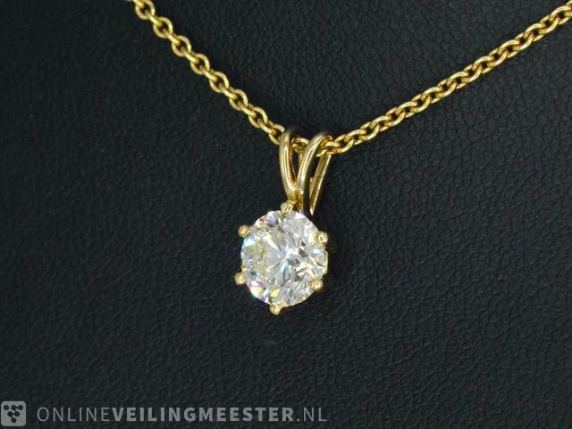 Gouden hanger met diamant met hrd certificaat - afbeelding 3 van  8