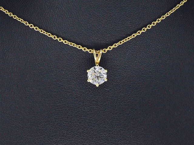 Gouden hanger met diamant van 1.24 carat met hrd certificaat, excl. ketting - afbeelding 2 van  9