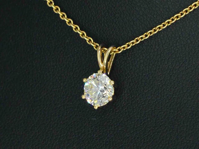 Gouden hanger met diamant van 1.24 carat met hrd certificaat, excl. ketting - afbeelding 3 van  9