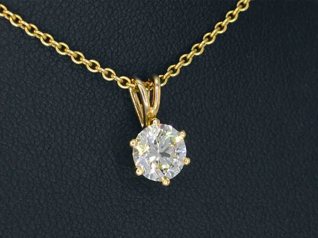 Gouden hanger met diamant van 1.24 carat met hrd certificaat, excl. ketting - afbeelding 4 van  9