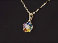 Gouden hanger met diamanten en multicolour saffieren, excl ketting - afbeelding 3 van  9