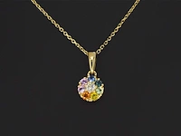 Gouden hanger met diamanten en multicolour saffieren, excl ketting - afbeelding 4 van  9