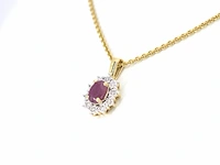 Gouden hanger met diamanten en robijn, excl. ketting - afbeelding 7 van  12