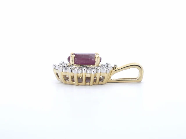 Gouden hanger met diamanten en robijn, excl. ketting - afbeelding 11 van  12