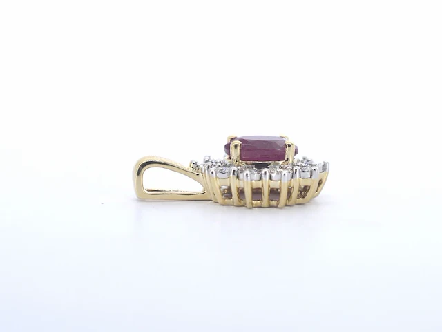 Gouden hanger met diamanten en robijn, excl. ketting - afbeelding 12 van  12