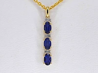 Gouden hanger met diamanten en saffier - afbeelding 1 van  7